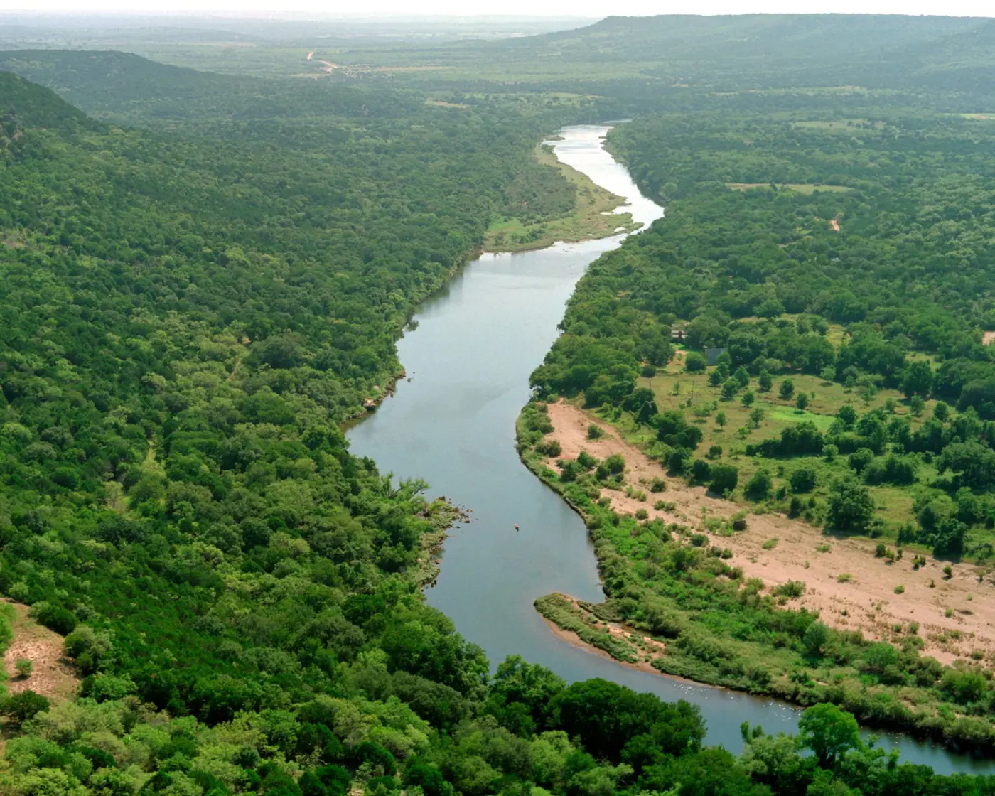 Brazos River winding through Palo Pinto County, Texas